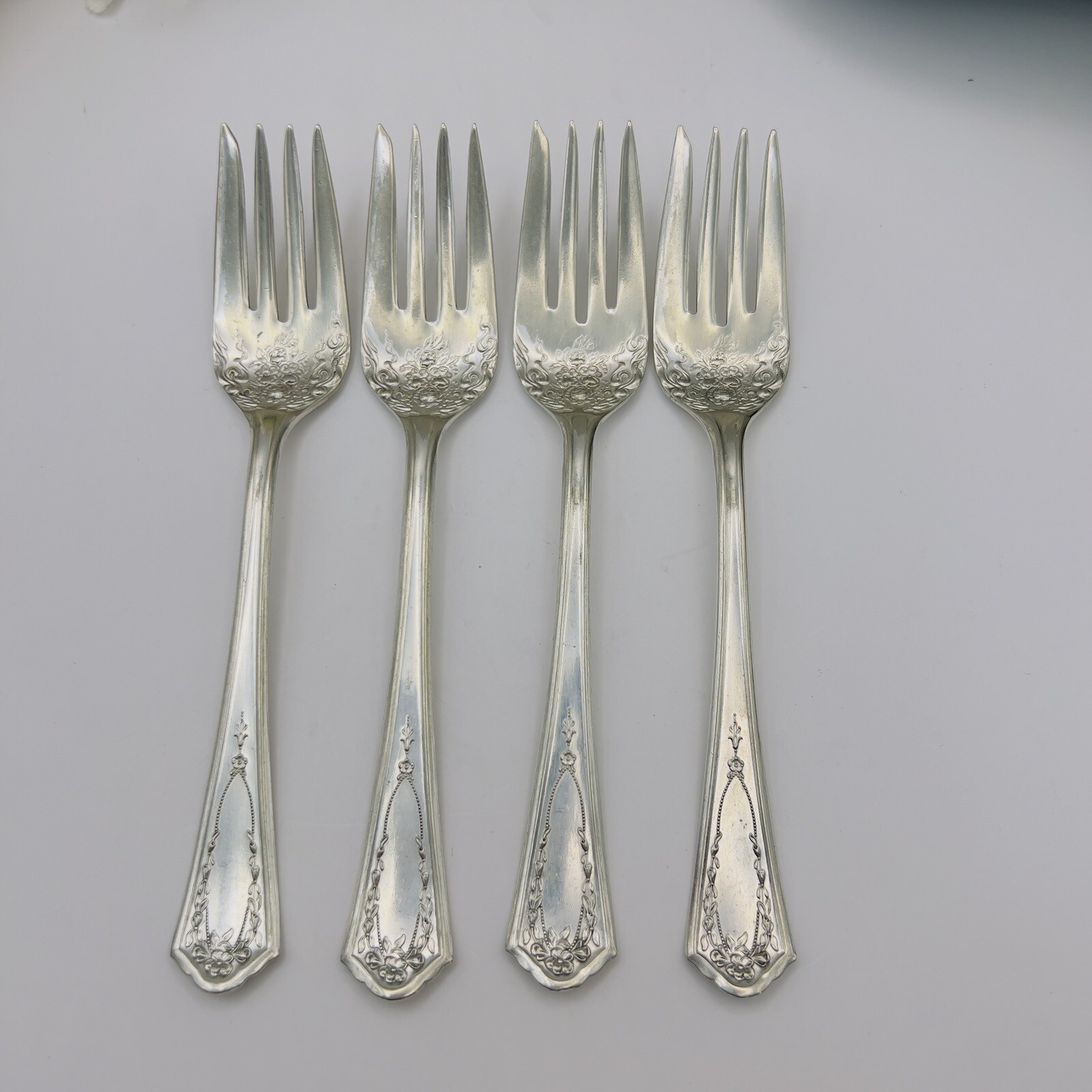 Bride Silverplate 4 Salad Forks Flatware Floral International 1923