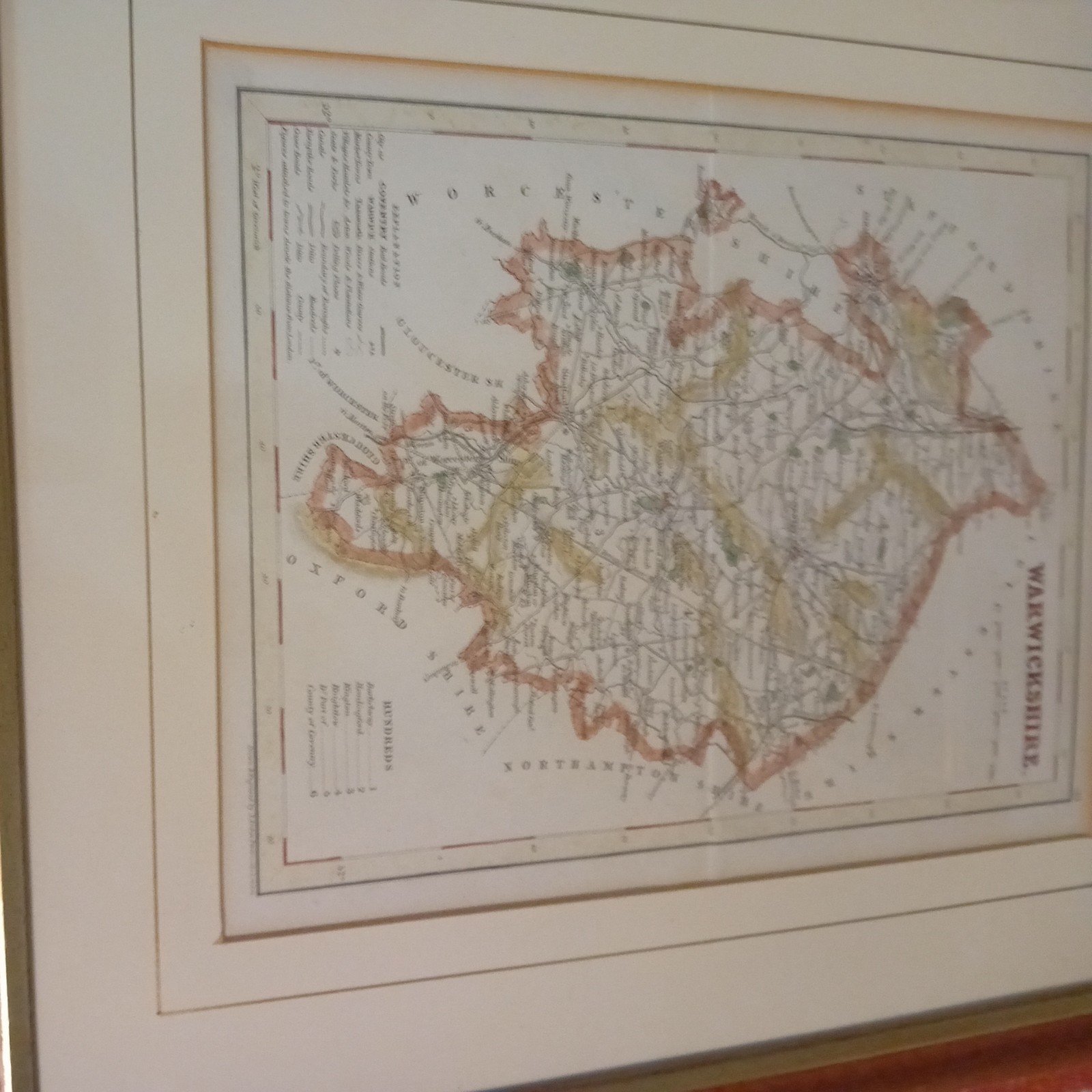Original Antique Map of WARWICKSHIRE) c1850s – J Archer – County Hand Coloured