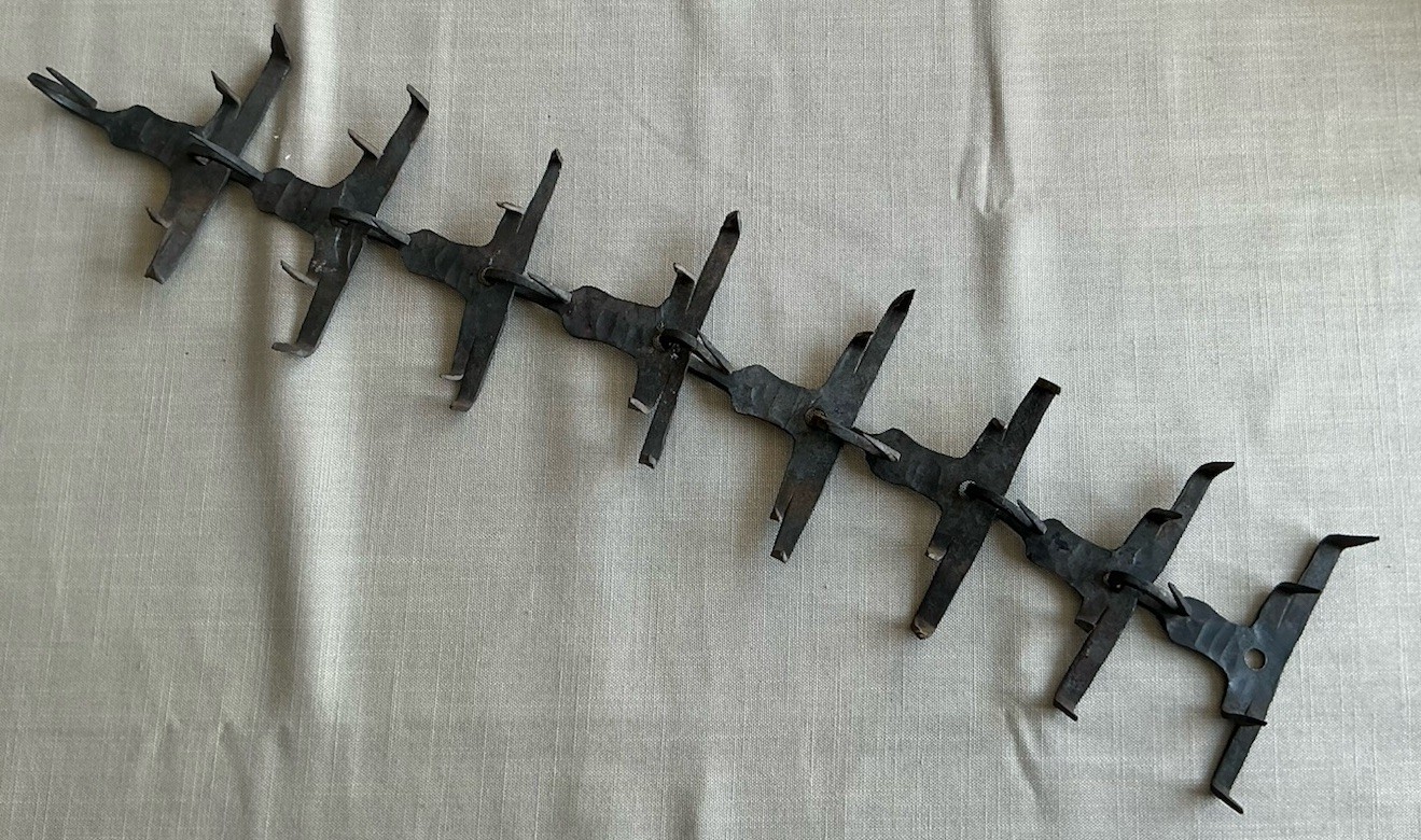 Primitive Antique Hand Forged Anti Wolf Spiked Dog Collar 22” X 4.75”