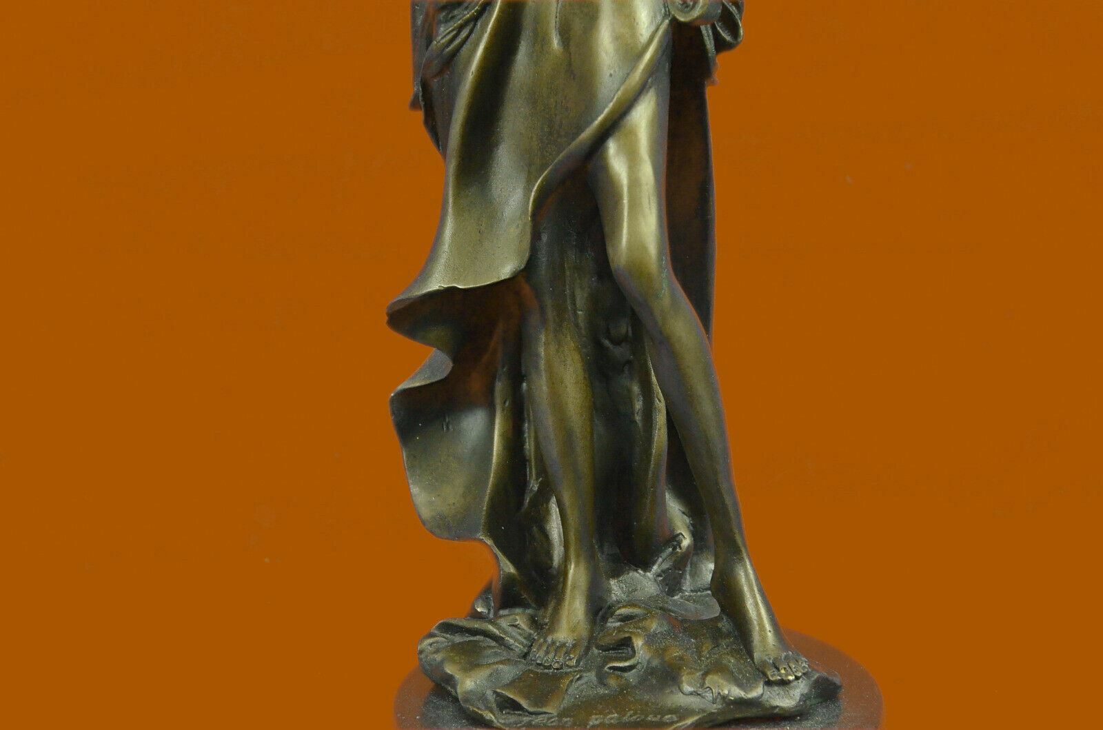 Huge Sale Bronze of a Nude Pan Playing Her Flutes Marble Base Best Art Gift Sale