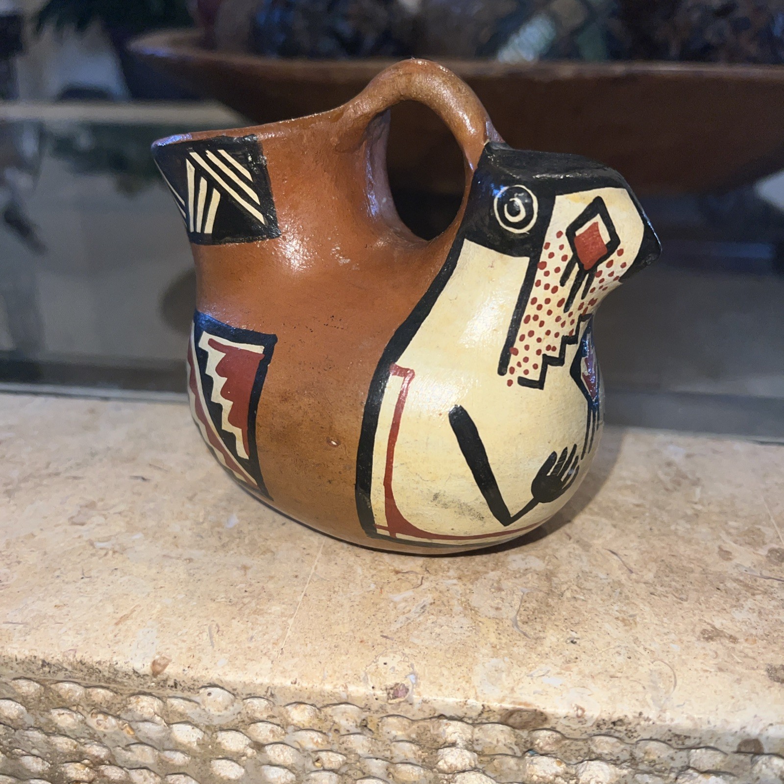 PreColumbian design Clay Pottery South America Indigenous Chilean Bird vessel