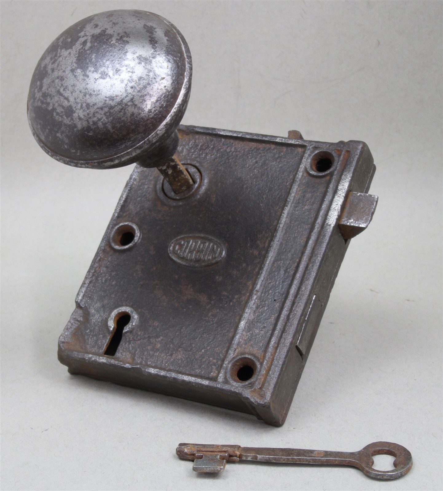 Antique CORBIN Door Mortise Lock Set w/Skeleton Key Metal Door Knobs