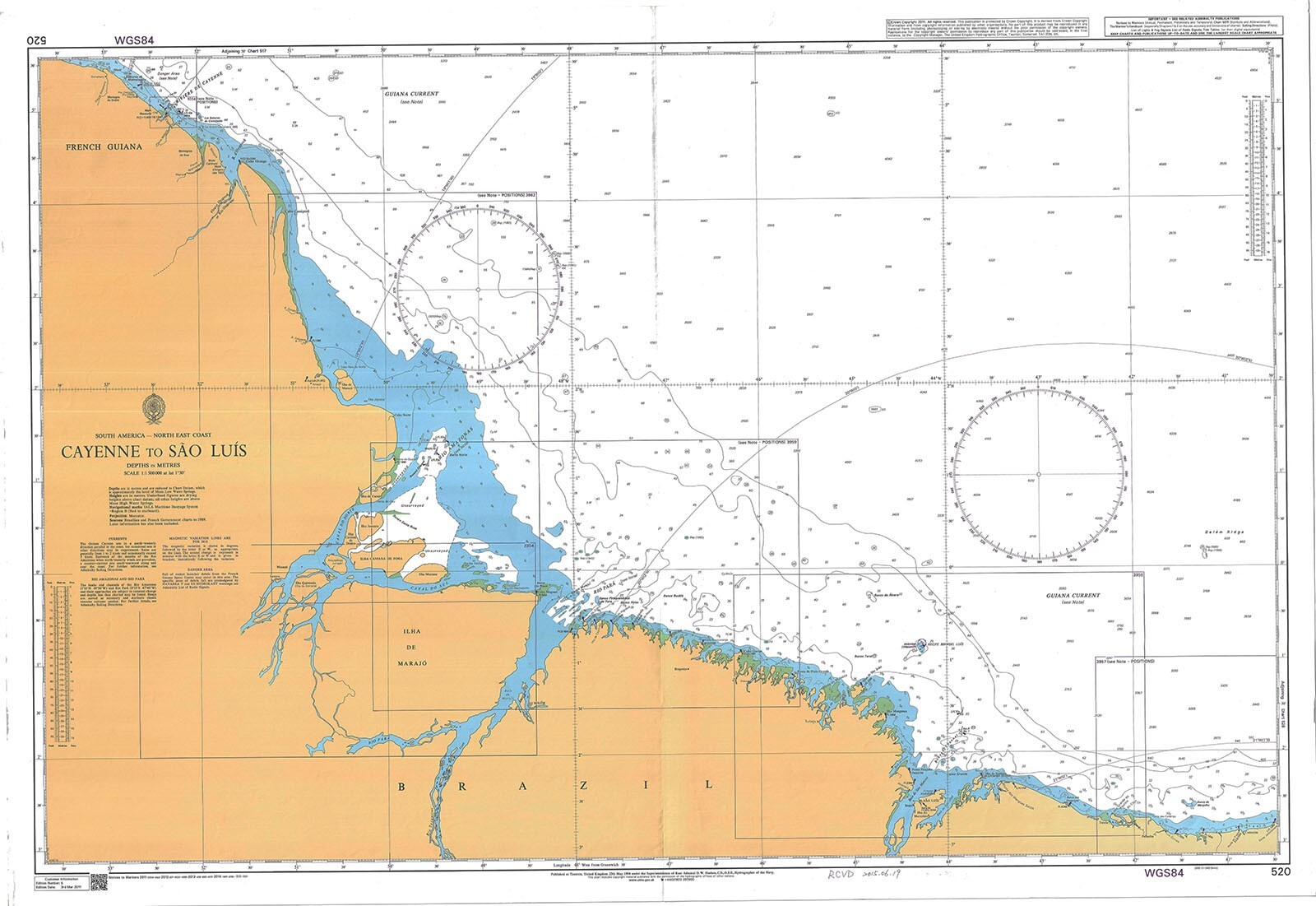 Admiralty 520 South America North East Coast Cayenne To Sao Luis Map Chart Wall
