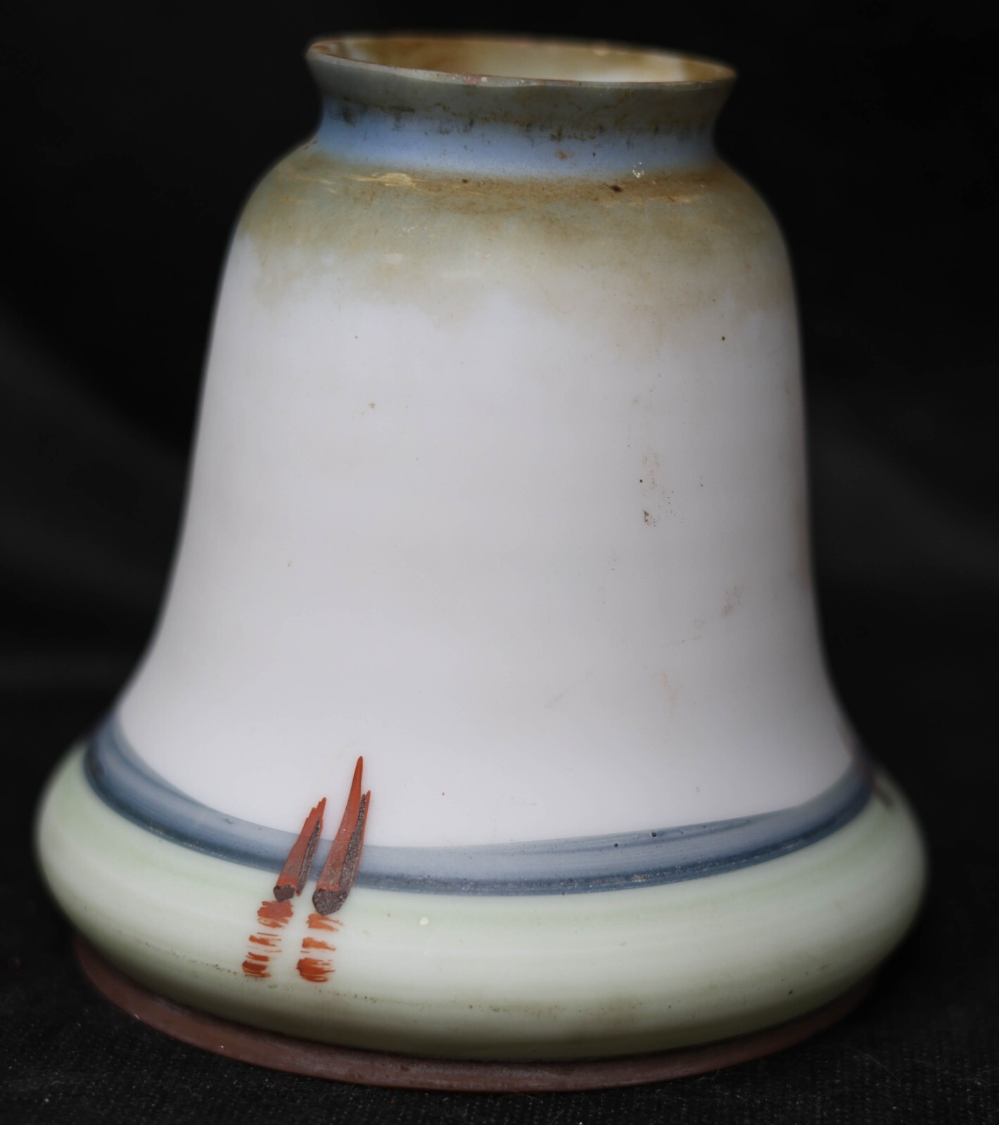 Antique 1920’s Glass Shade 2-1/8″ Fitter Hand-Painted Sailing Ships 5″ Tall