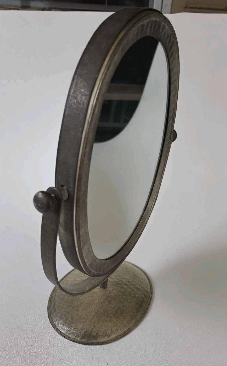 Pier One 2-sided Pivoting Tabletop Make-up Vanity Mirror Antique Silver Finish