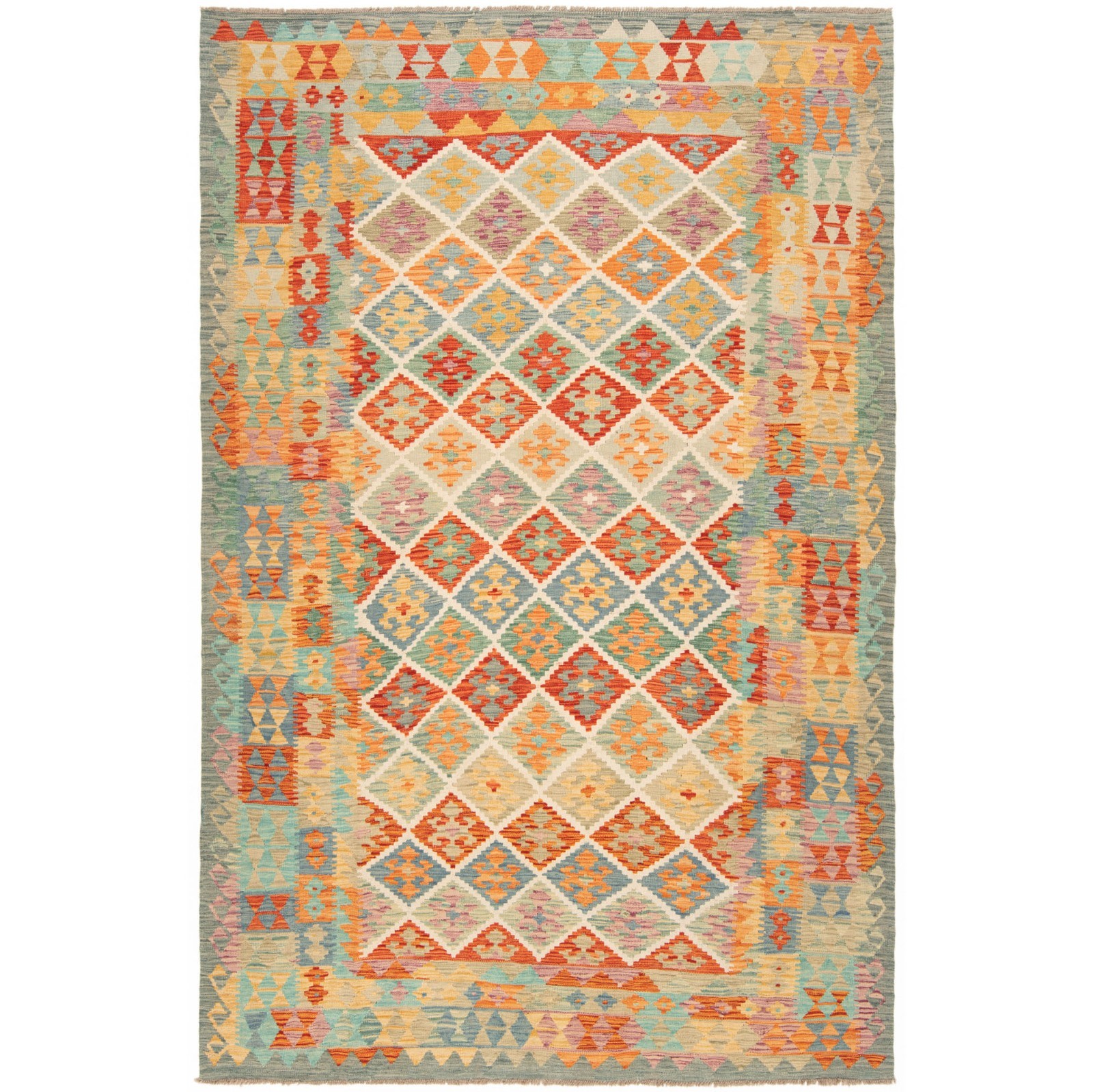 Kelim Afghan 277×183 cm Handwoven Oriental Carpet Rug Kilim