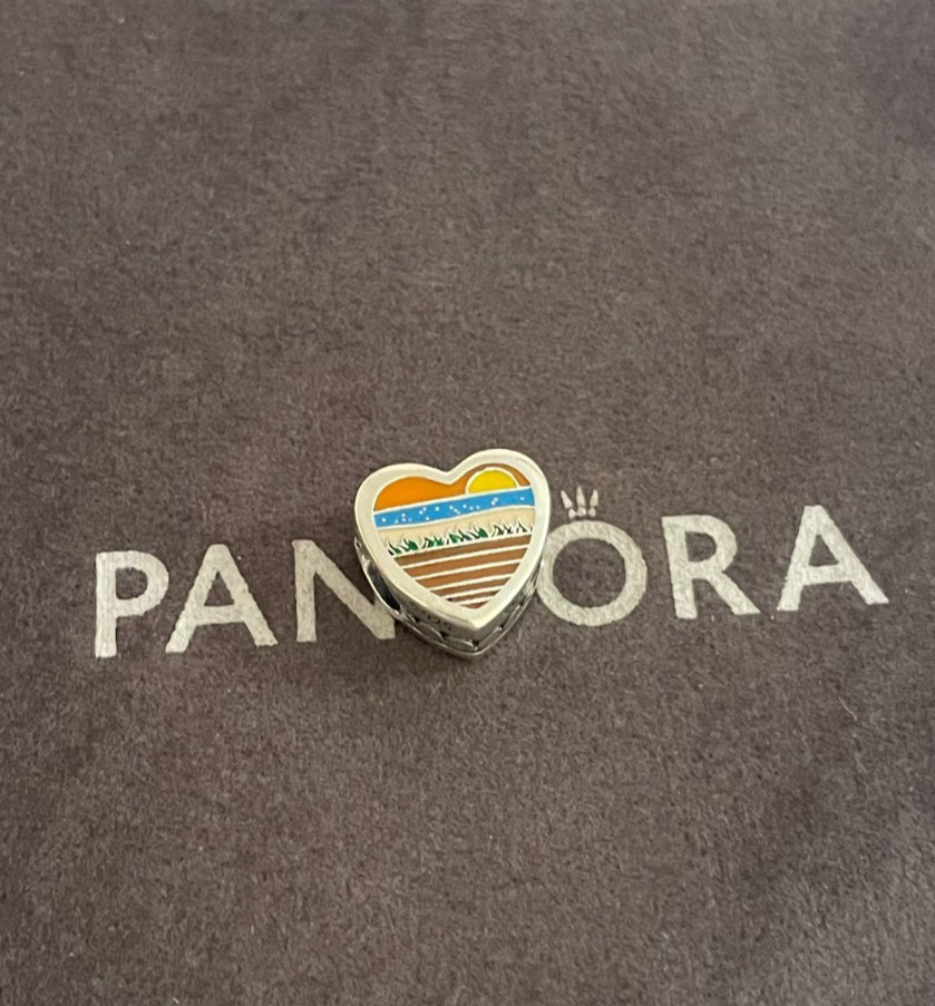Delaware Heart Charm Bead Pendant by Pandora S925 Sterling Silver Pre-owned