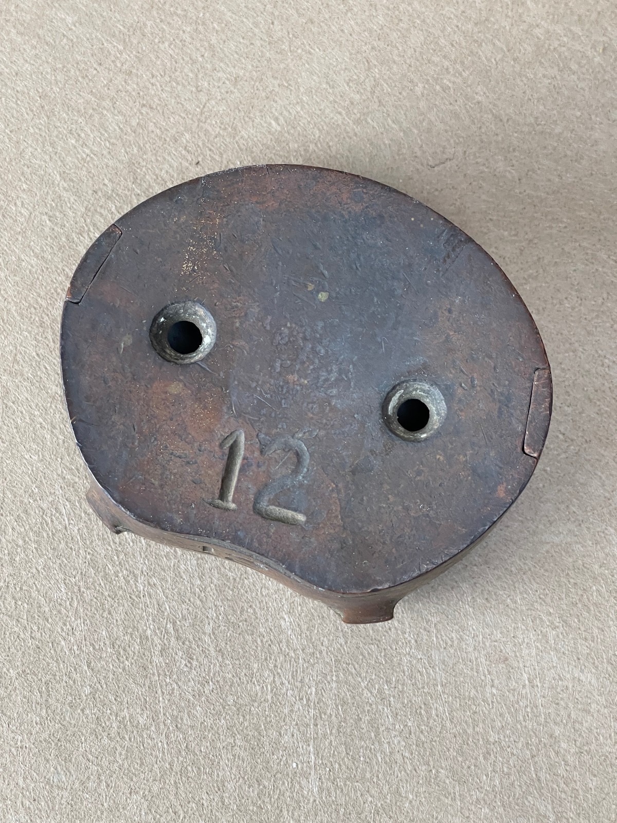 Antique Brass or Bronze 3-Part Industrial Mold No. 12 Heavy Foundry Tool 3.5 lb