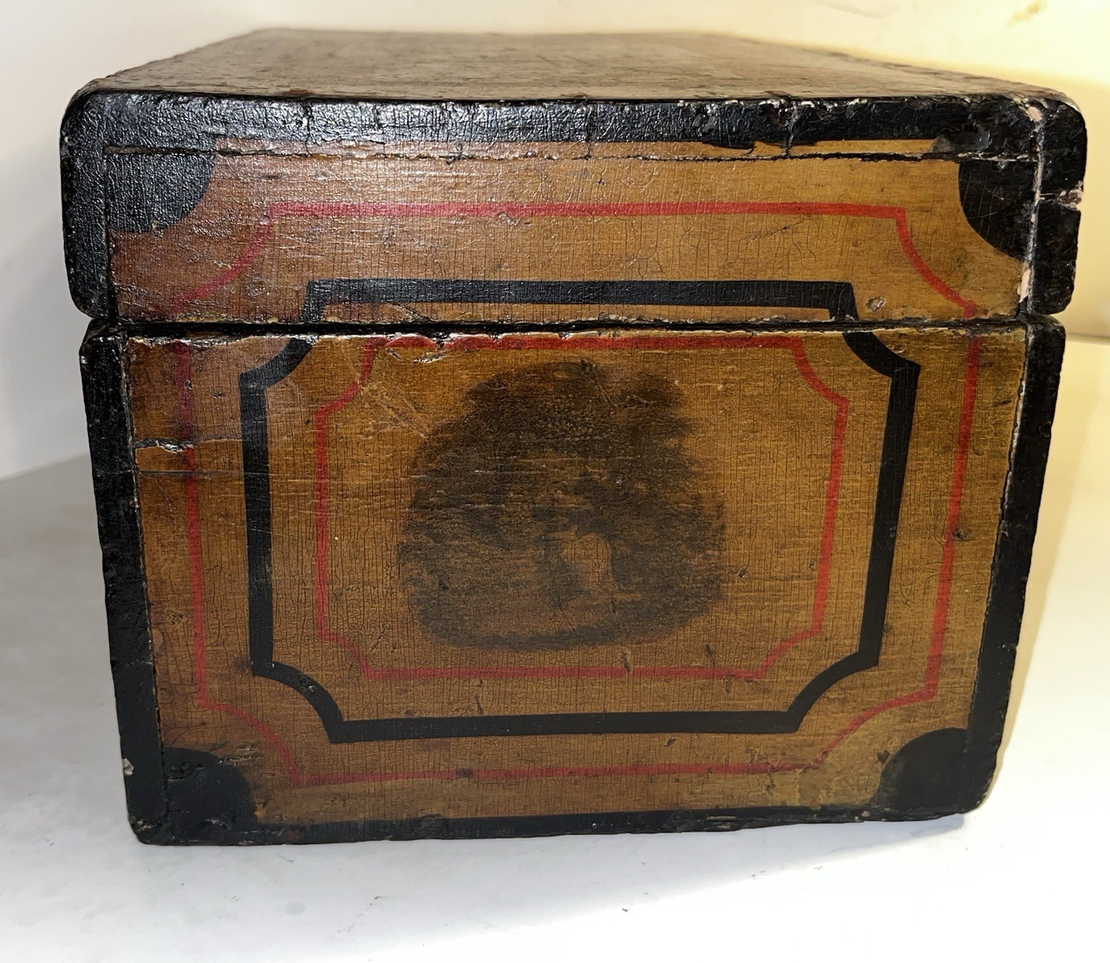 Antique DOCUMENT BOX 19TH C Fine Old Paint Super Early Decoupage Jenny Lind
