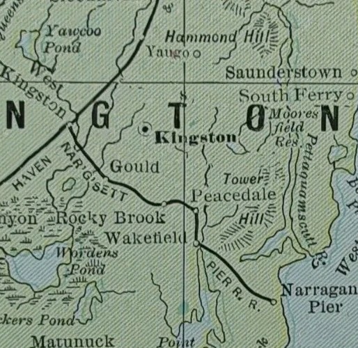 Vintage 1902 RHODE ISLAND Map 11″x14″ ~ Old Antique Original BRISTOL KINGSTON RI