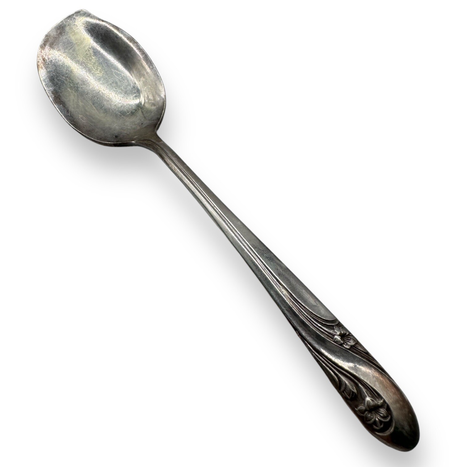 Holmes & Edwards Solid Jelly Server Spoon Lovely Lady 6.5” Silverplate Inlaid IS