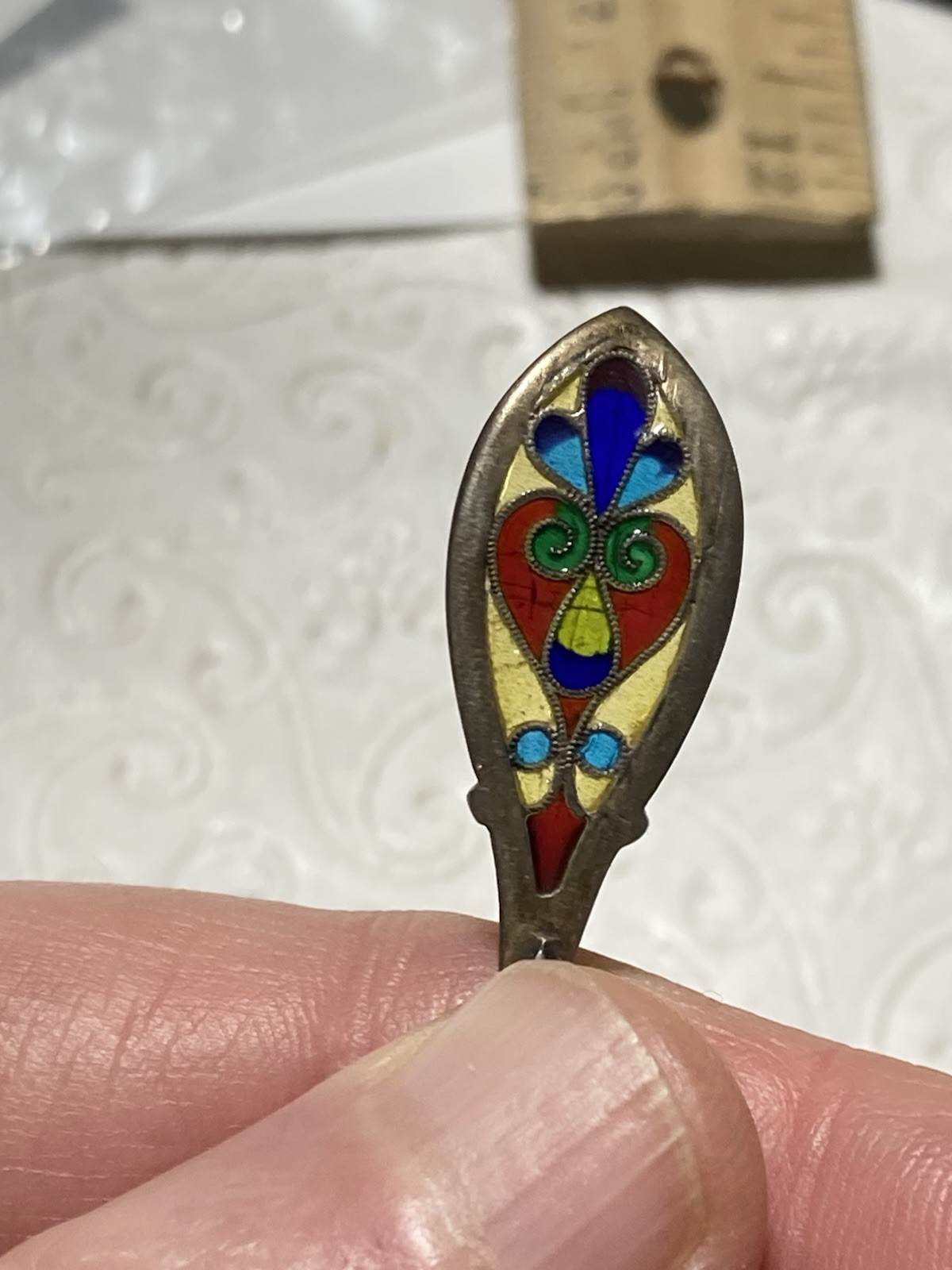 David Andersen Sterling Silver Plique-A-Jour Demitasse Spoon Twist Handle Gilt