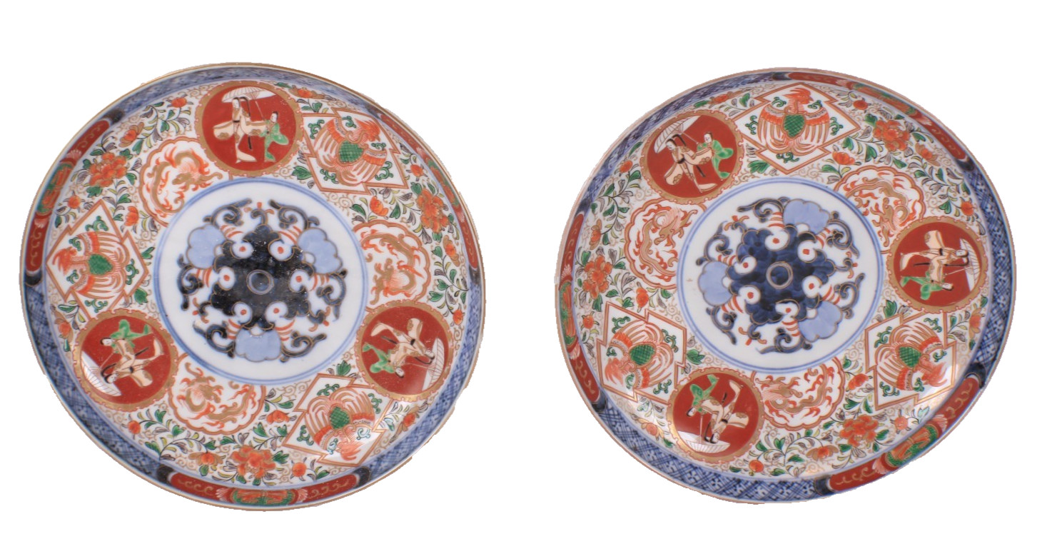 Pair Of Antique 19th Century Japanese Porcelain Imari Plates Japan