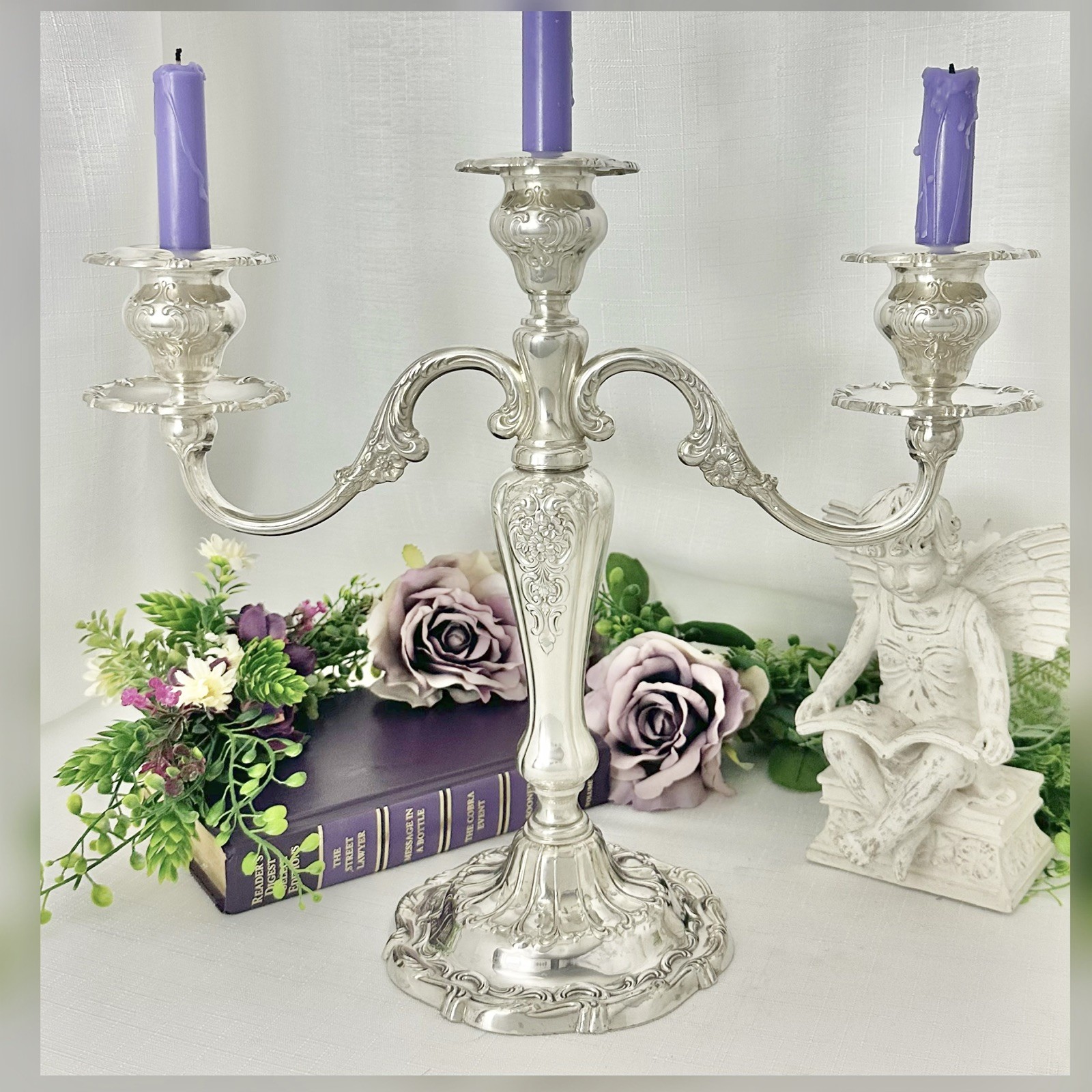 Sterling Gorham Louis XV 3 Light Candelabra Convertible Weighted