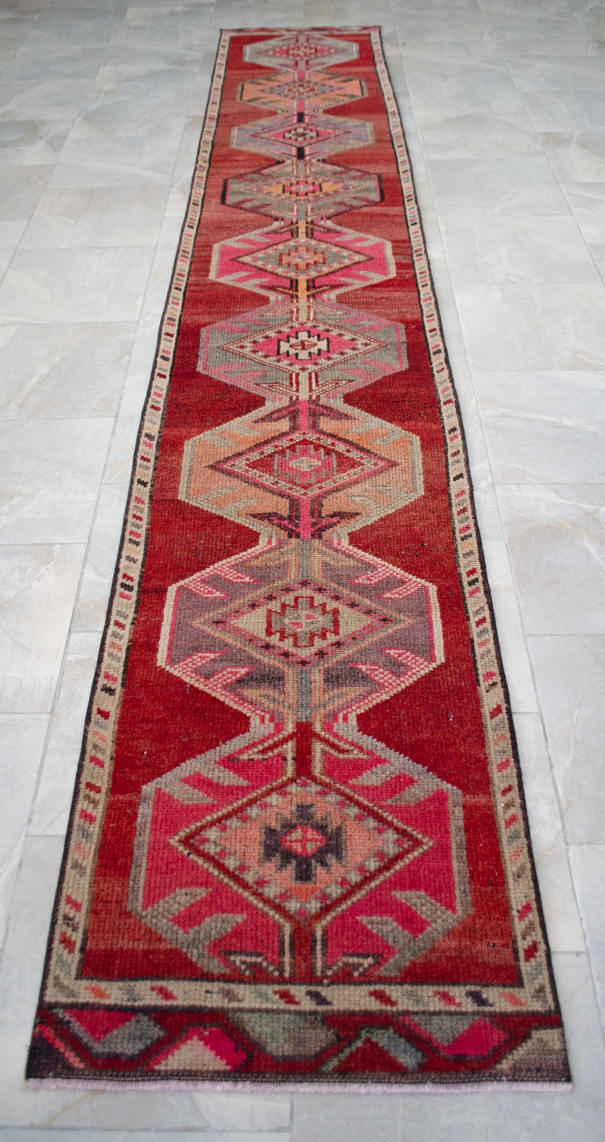 2×14 ft Runner Hand Knotted EXTRA LONG Runner Rug Vintage Handmade Turkish Rug
