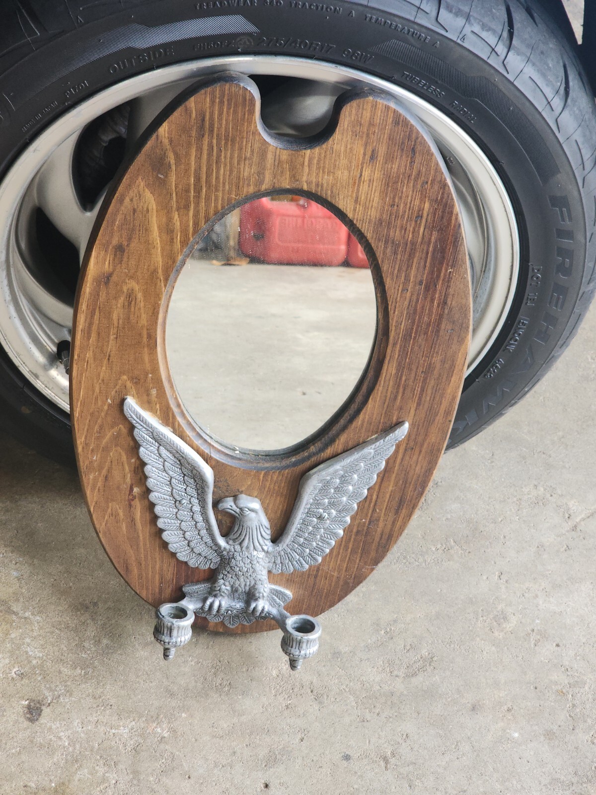 Vtg Federal Eagle Candlestick Holder Port Hole Mirror Home Decor Ornamental