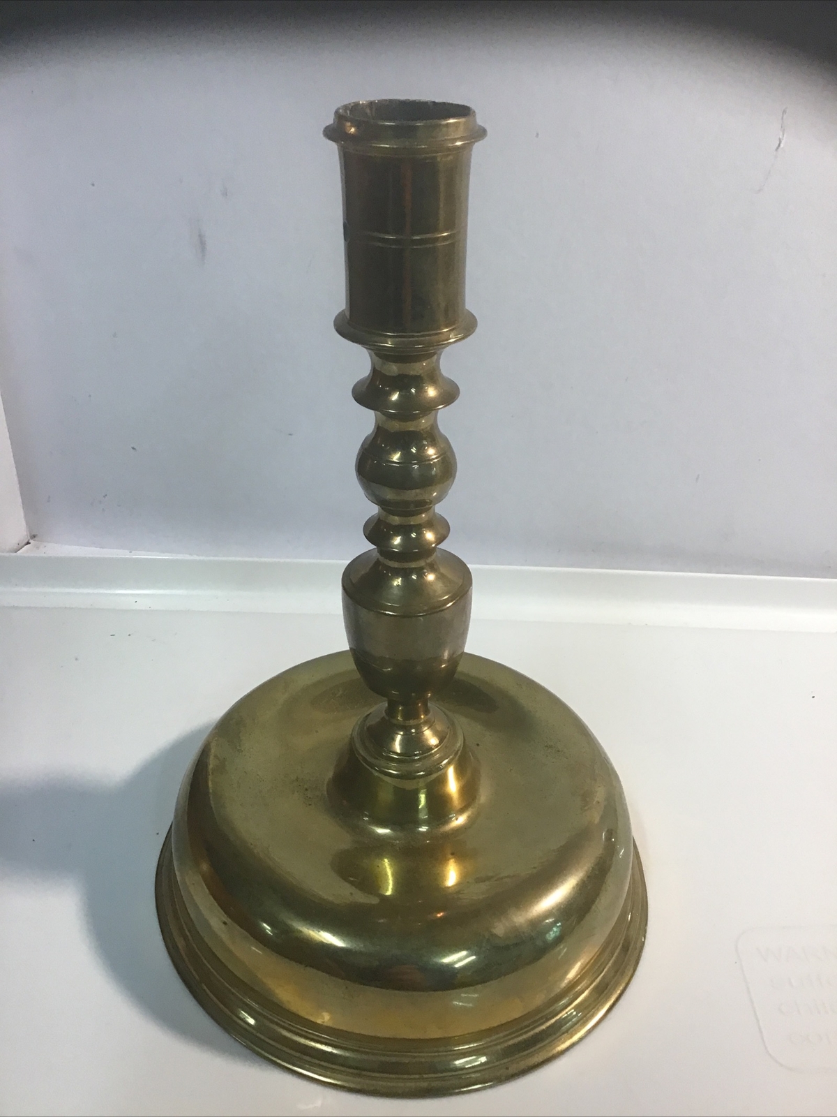 Early Pilgrim Period Brass Bell Bottom Candlestick circa 1680