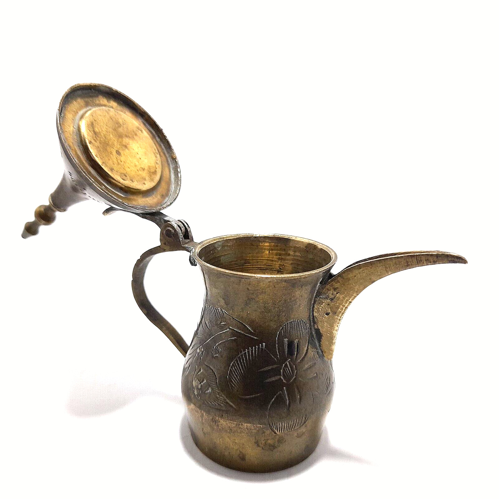 Dallah Coffee Pot Solid Brass Jar Old Mini Arabic Middle Eastern Antique
