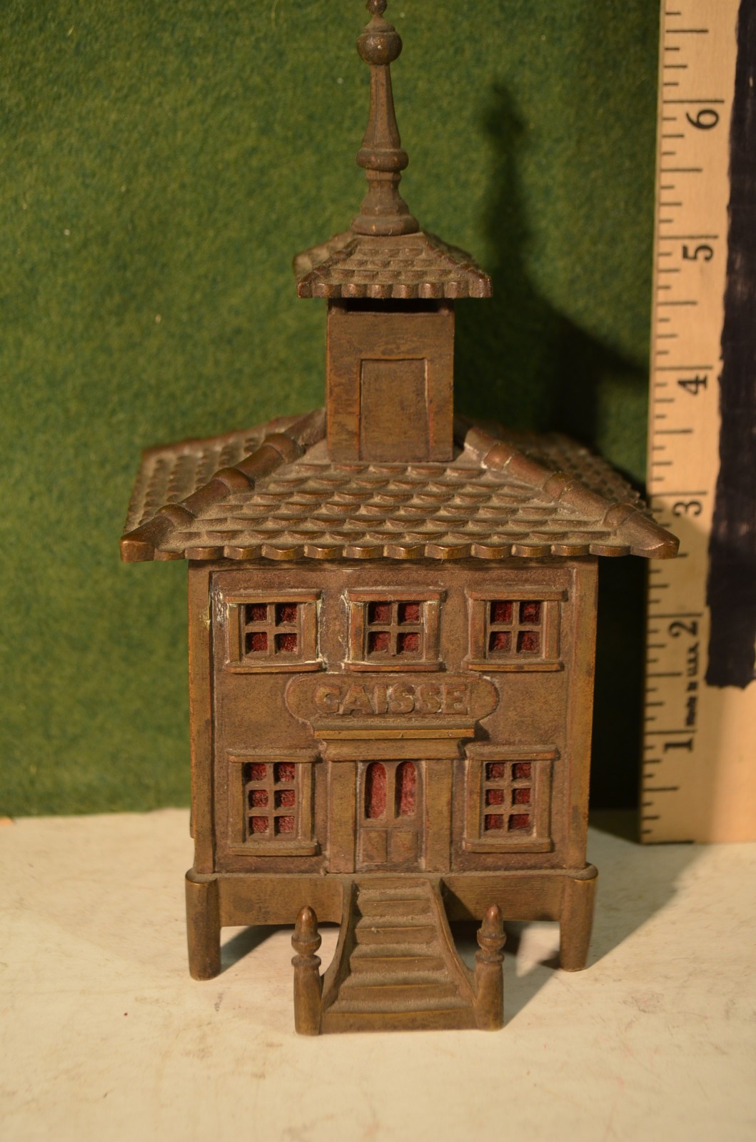 French brass bank, “Caisse”, cast ironstill bank. 1890’s