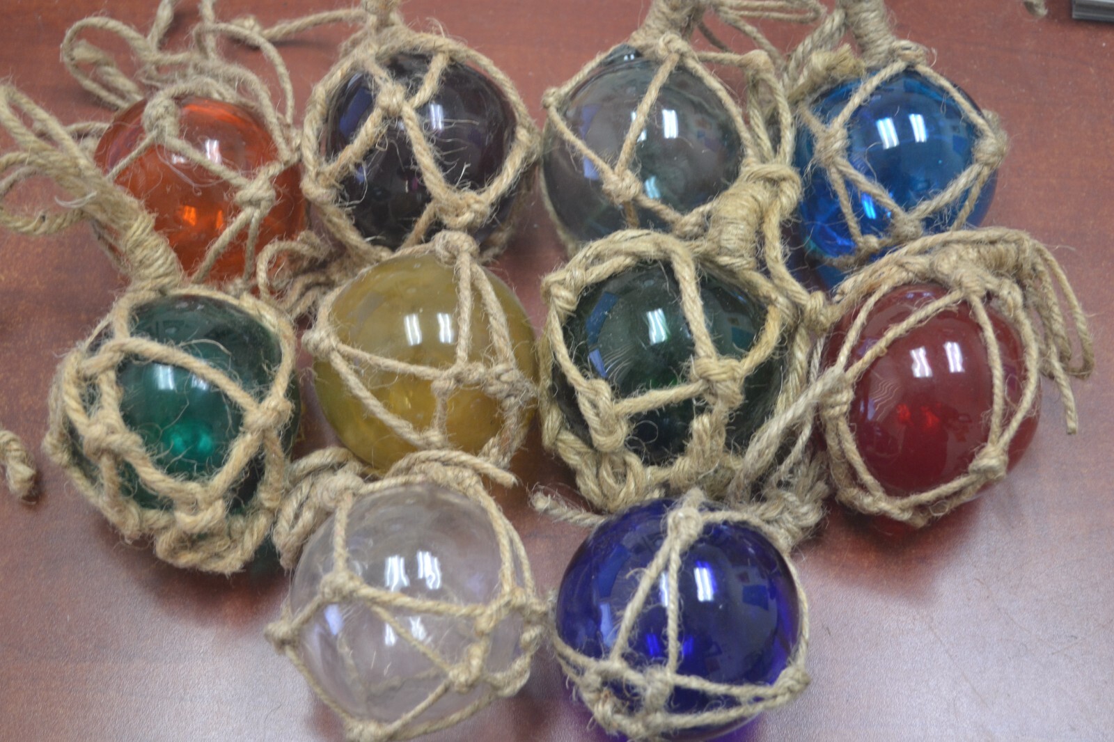 10 PCS REPRODUCTION GLASS FLOAT BALL WITH FISHING NET 3″ **PICK YOUR COLORS**