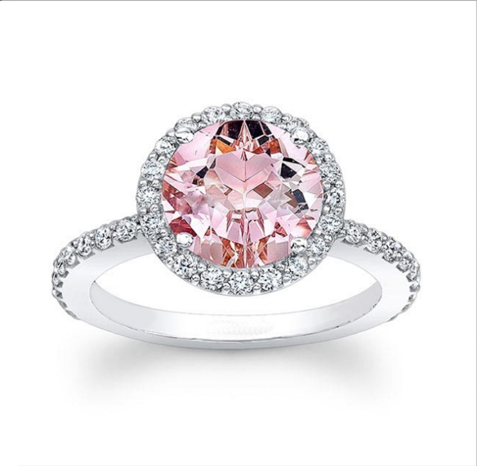 2.60 Ct Natural Morganite Diamond Engagement Ring 14K Solid White Gold Size 6