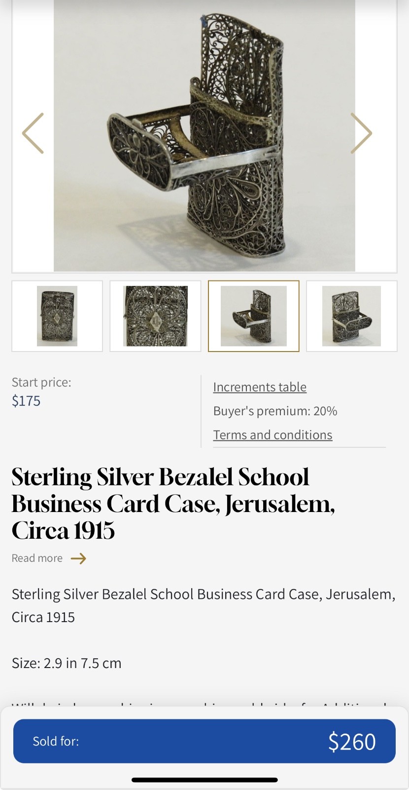 Sterling Silver Bezalel School Business Card Case, Circa 1915