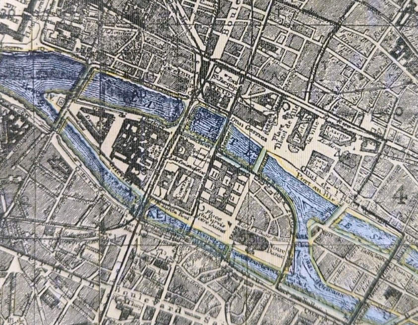 Vintage 1888 PARIS FRANCE Map 21″x13″ ~ Old Antique Original NOTRE DAME LOUVRE