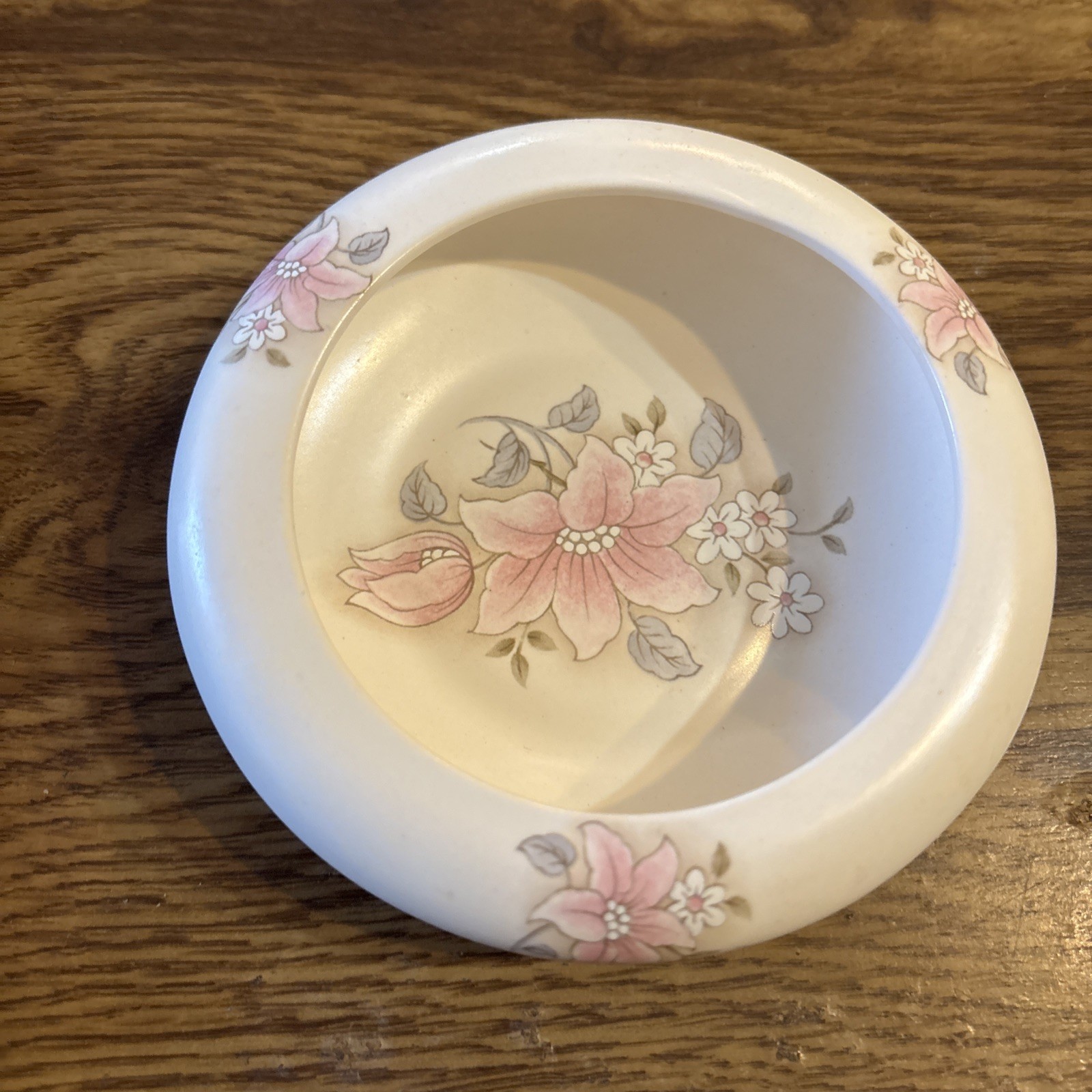 Vintage Floral Pink Lily Bowl ,Aldridge Pottery Co. England 1″ T x 4-1/2″ D