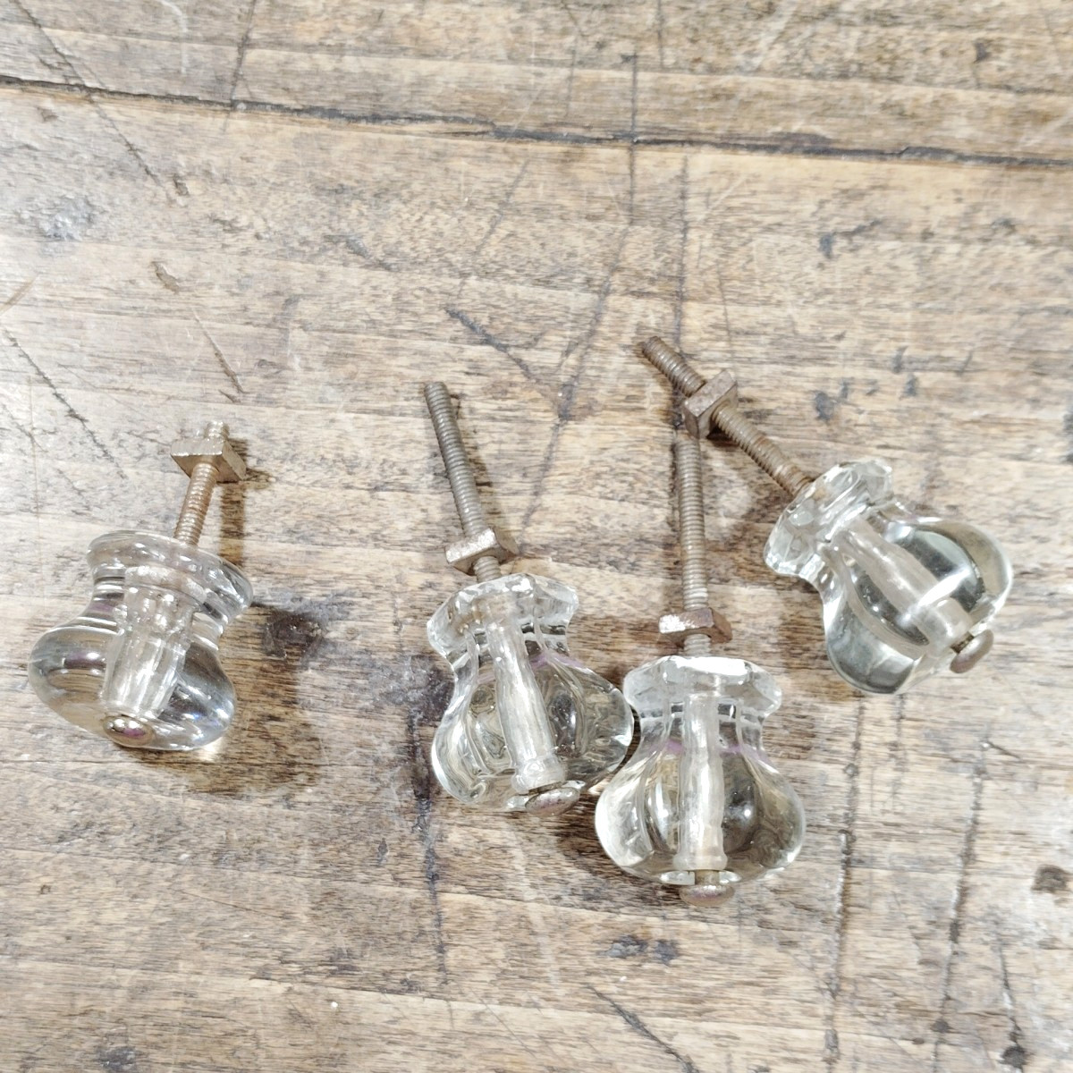 FOUR Cabinet Furniture Clear Glass Drawer Knobs Pulls