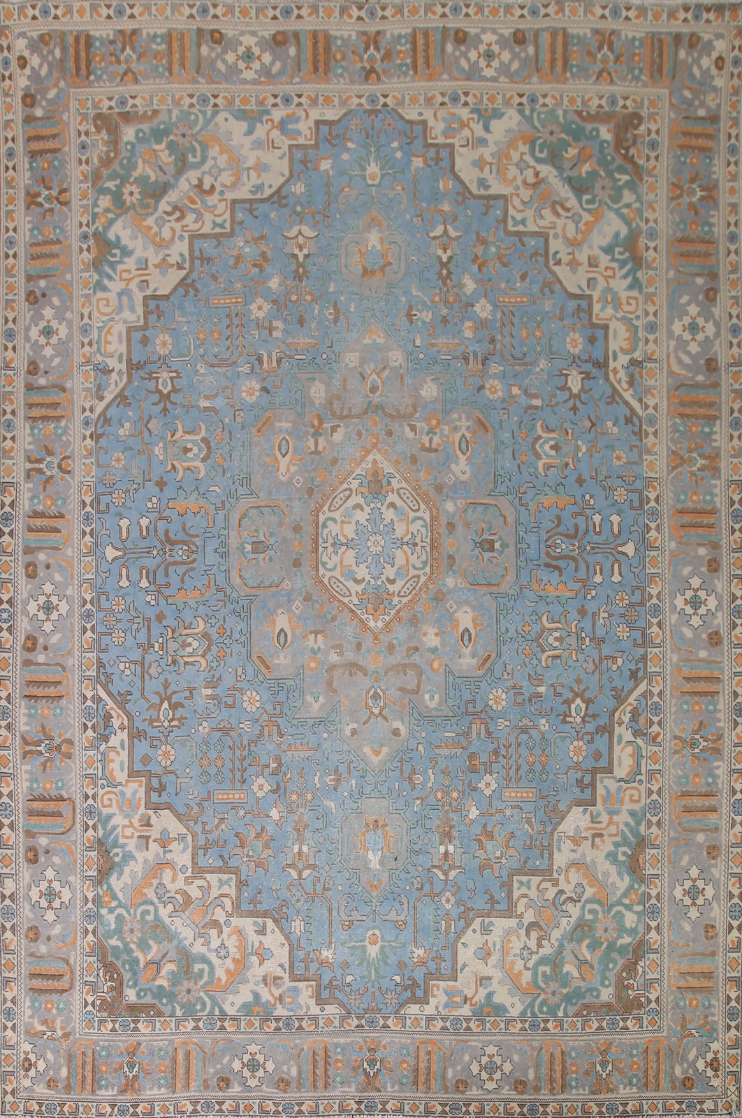 Over-Dyed Light Blue Area Rug 10×13 Wool Hand-knotted Living Room Decor Carpet