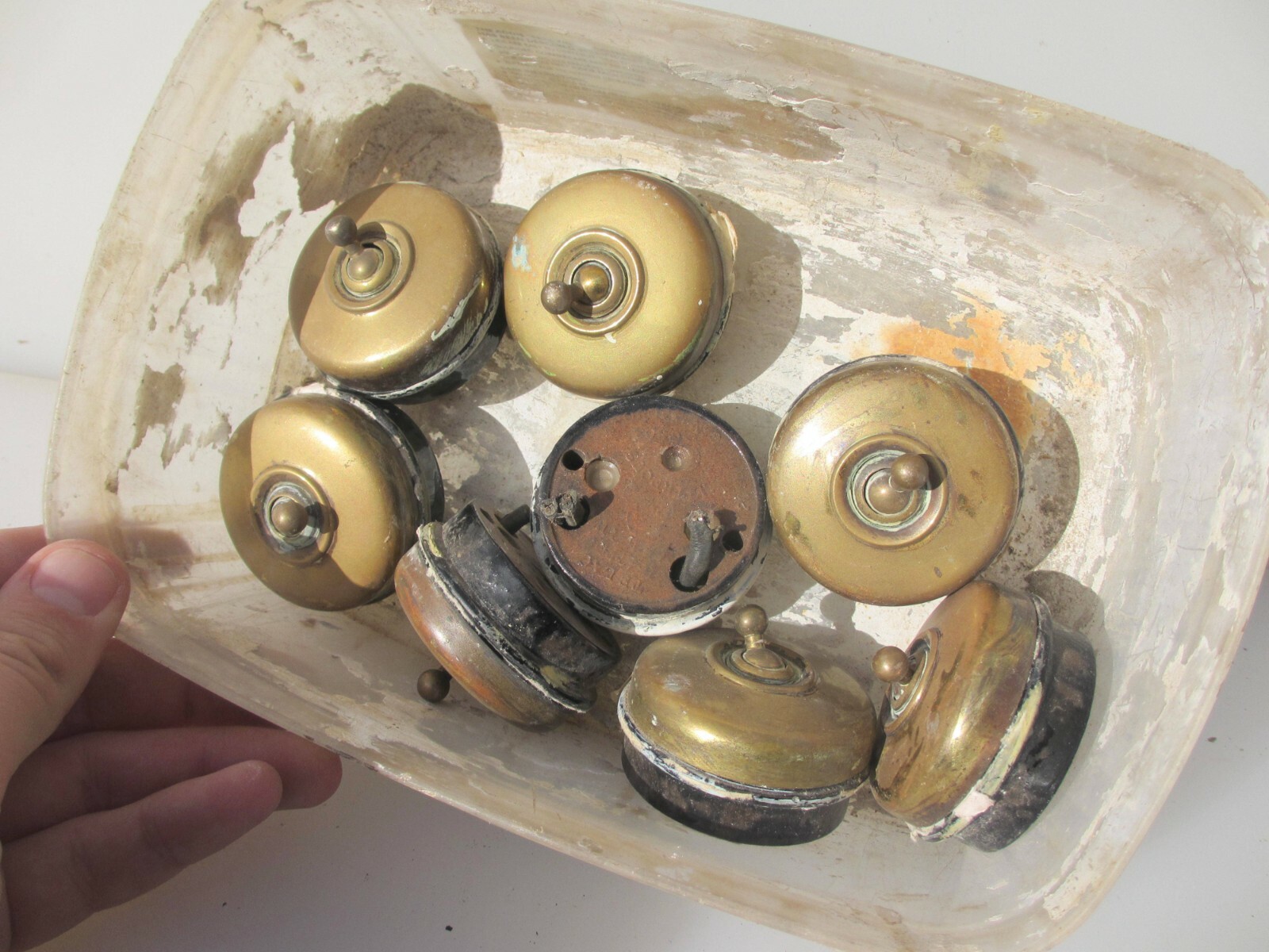 Antique Brass & Ceramic Light Switch Old Dolly Toggle Vintage Art Deco Edwardian