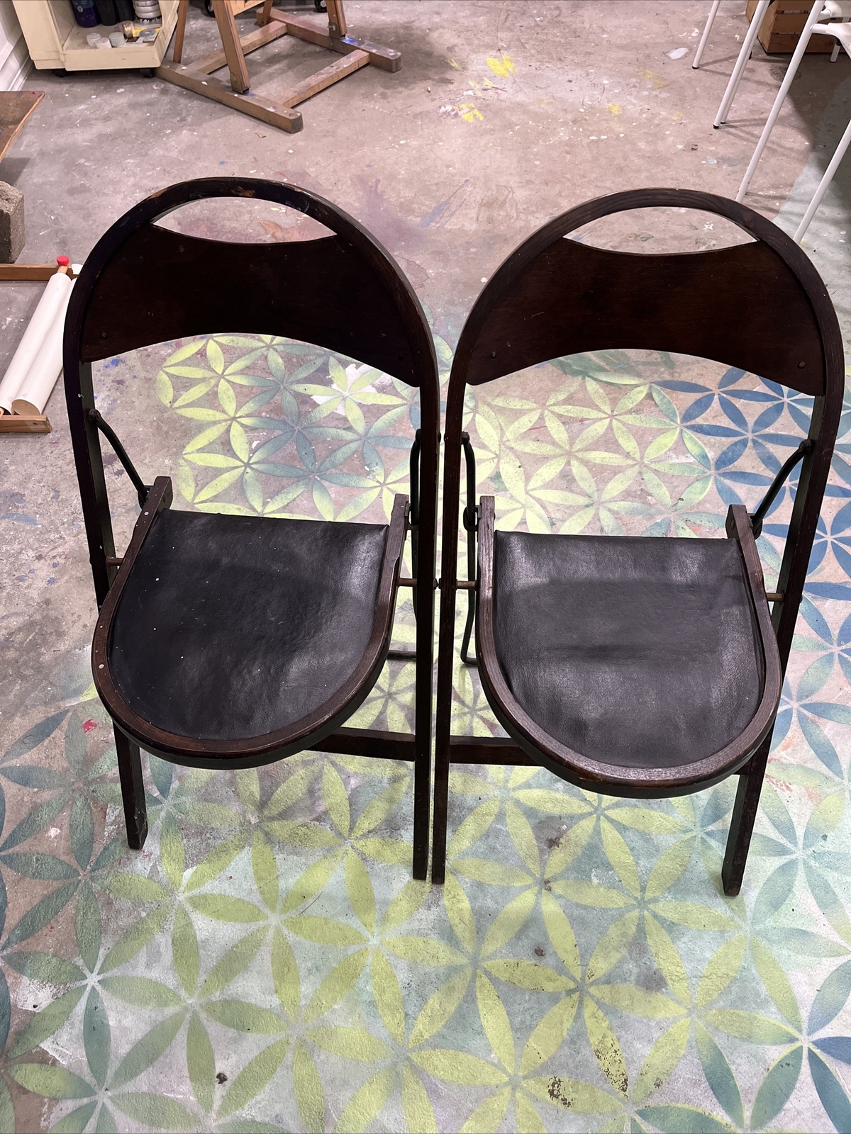 Antique Wood Louis Rastetter Sons Solid Kumfort Folding Chairs 1, But Set Of 4