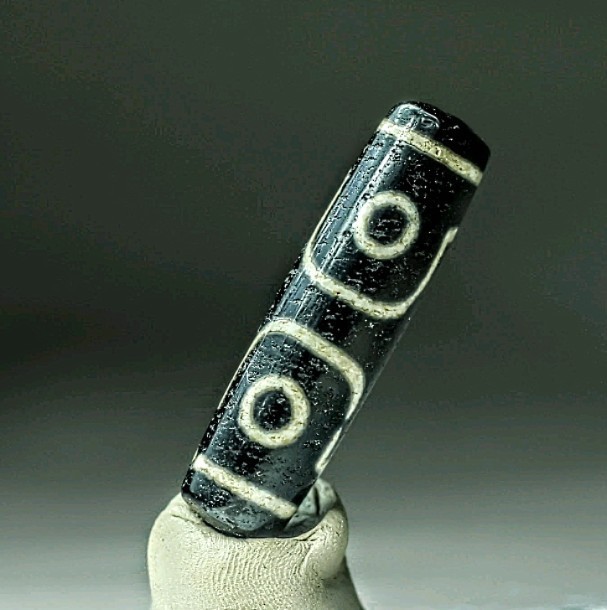 Pre-1800s Indo/Tibetan Old Agate 3 Eye Motif 13*48mm