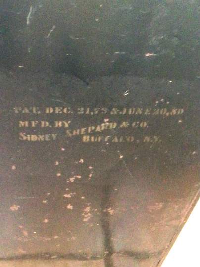 Antique scuttle bin,early american, Sidney Shepard Co. MFD,Buffalo,NY,tole paint