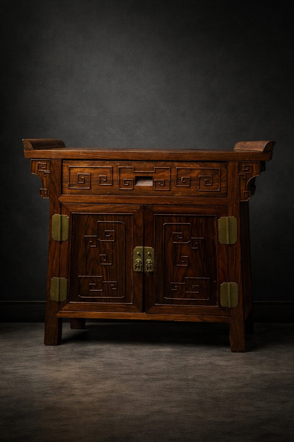 Antique Chinese Ming Style Solid Wood Cabinet Sideboard 79cm Massive DELIVERY UK