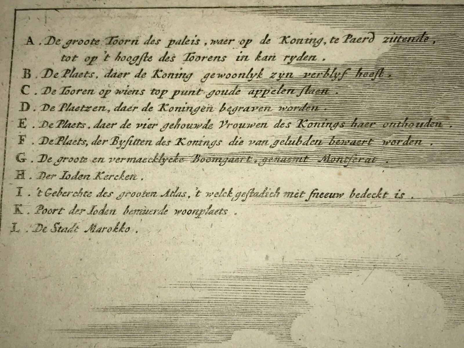 MARRAKECH MOROCCO 1677 DAPPER LARGE RARE ANTIQUE ENGRAVED VIEW 17TH CENTURY