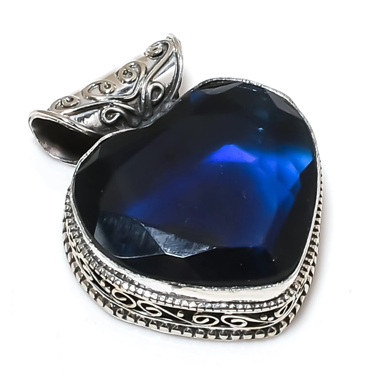 London Topaz Pendant, 925 Silver Sterling, Blue Pendant, Christmas Jewelry, Hear