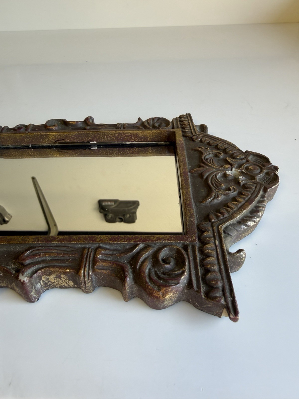 Vintage 1970’s Ornate Gold Baroque Style Wall Mirror-Faux Gold Resin Composite