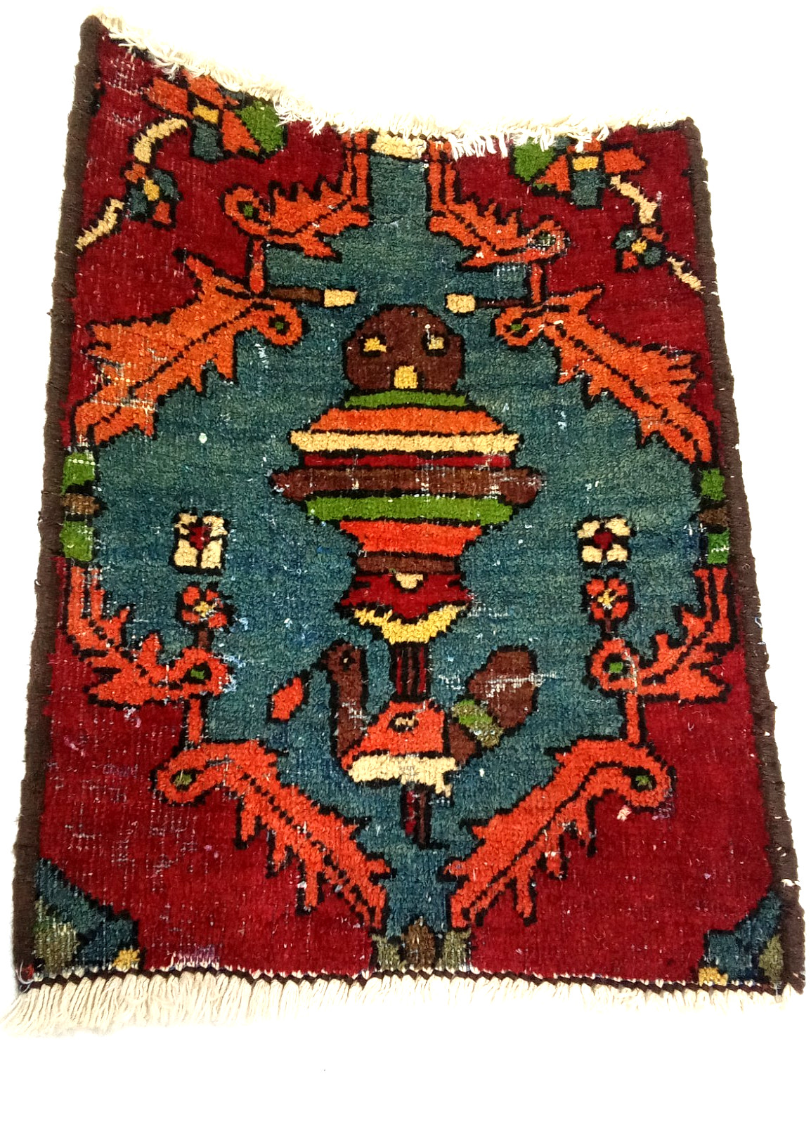 Handmade Persia Pictorial Red Rug 15 X 20 Inches 38 X 50 Cm 1’2 x 1’6 ft