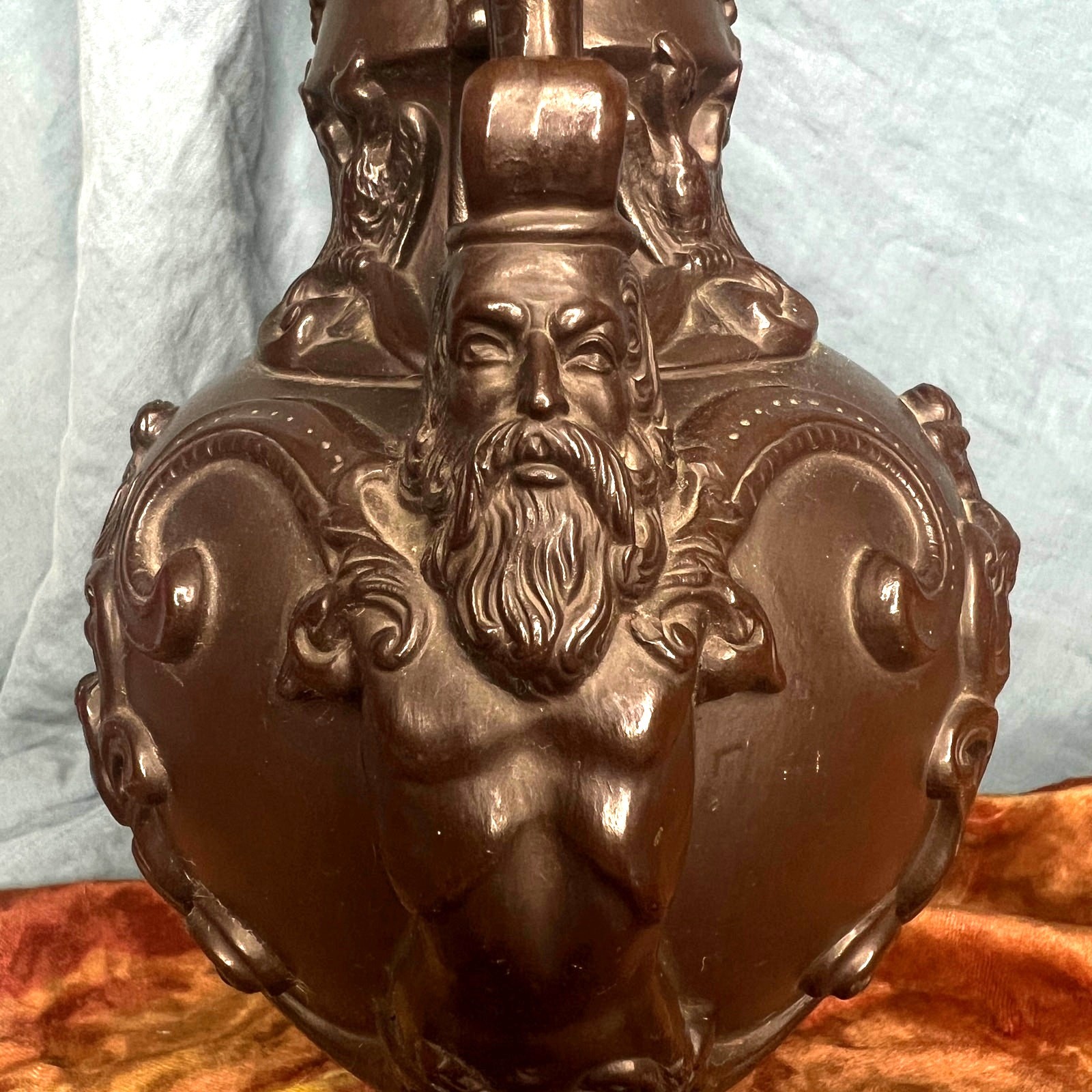 Antique Ferdinand Gerbing Witwe FGW Terracotta Vase 19th Century German Pottery