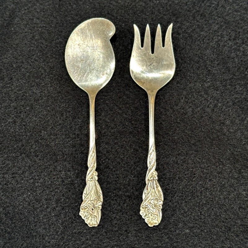 Antique Whiting Solid Sterling Sardine Serving Fork and Spreader 4.25 Inch FWS5