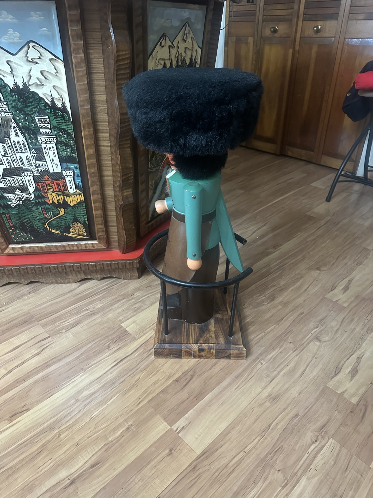 Large German Nutcracker Bar Stool – Hofbräu München – Functional Wooden Figure