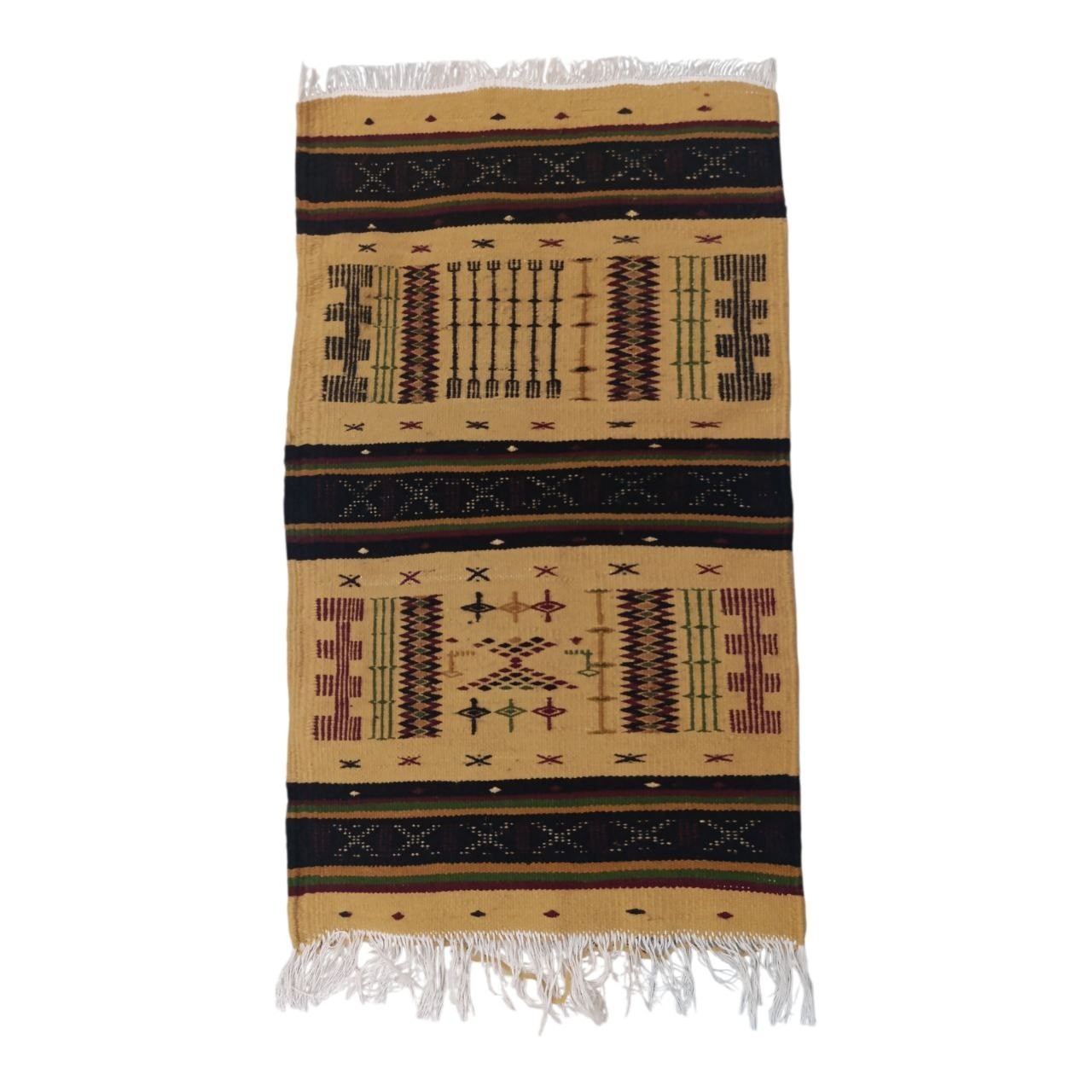 Algerian Berber Wool Rug Amazigh Tribal Kilim Handmade 34×20 in Boho Decor