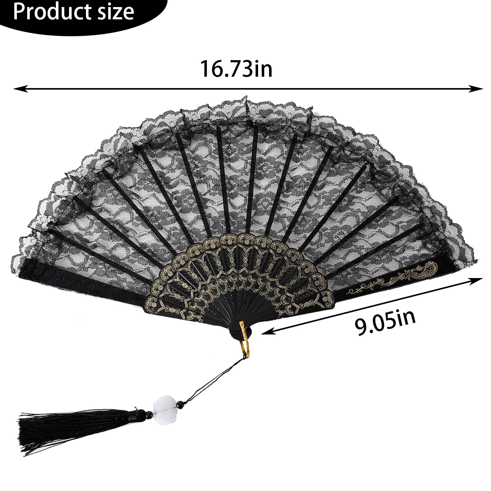 Foldable Lace Fan Handheld Chinese Vintage Style Hand Held Folding Fans for P…