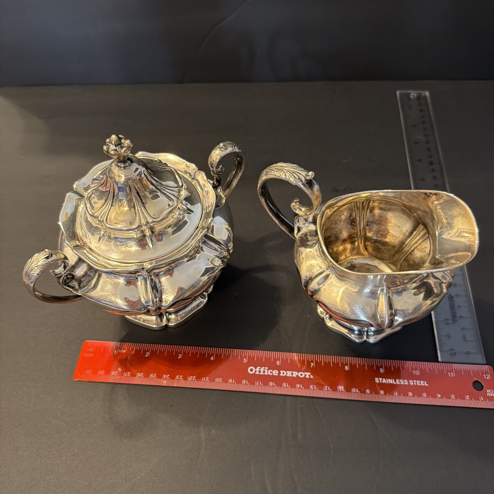 SILVER CREAMER AND SUGAR Bowl