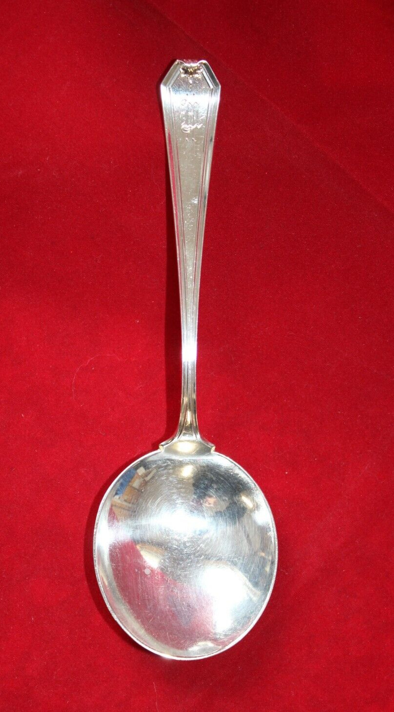 Whiting Mfg Co. Lady Baltimore 6 1/4″ Round Bowl Soup Spoon “M” Mono (1910) 35g