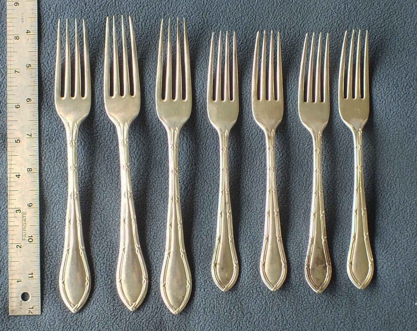 Lot of 7 Vintage Mappin & Webb Dinner and Luncheon Forks, A1 Silver Plate