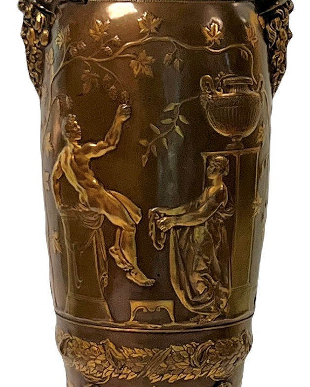 Barbedienne Bacchanalian Bronze Vase by Ferdinand Levillian