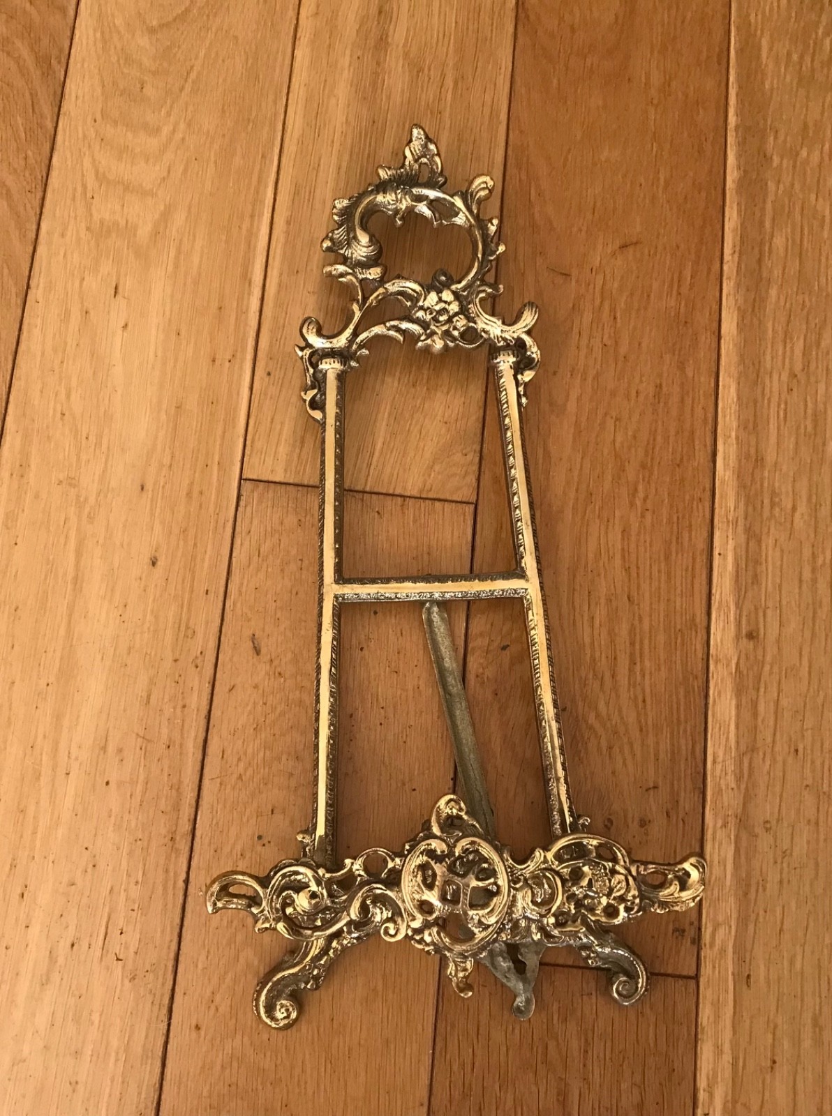 Antique Rococo Style Solid Brass Easel 40cm x 19cm x 6.5cm (Above Cages)