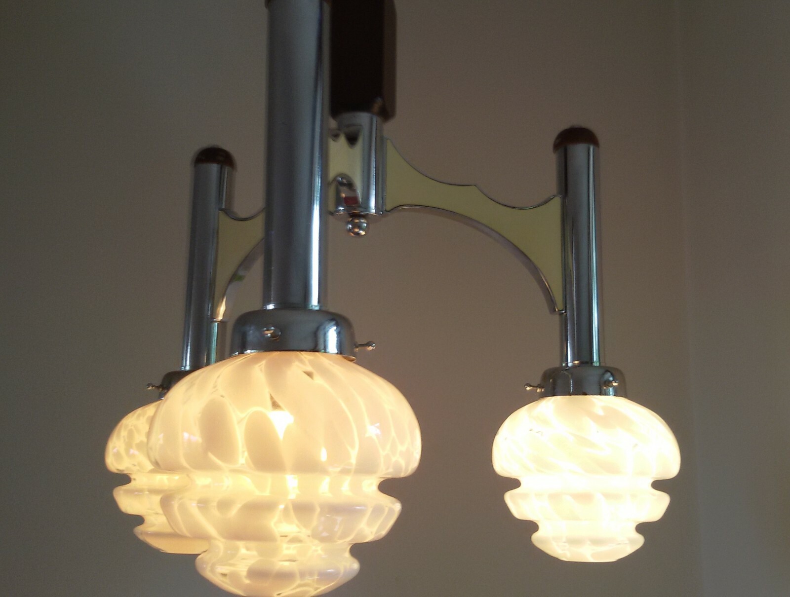 Italian 1970s Murano Glass and Chrome Sciolari Chandelier lamp light